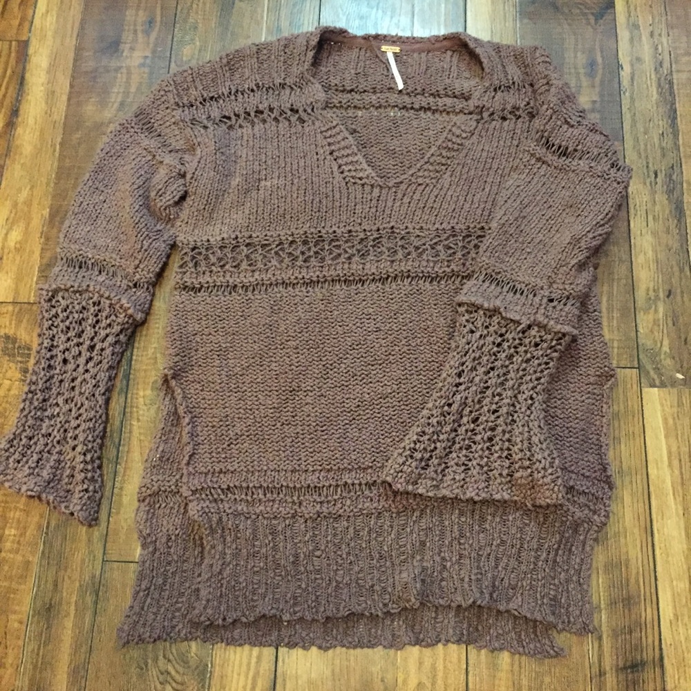 Brown/plum Free People knit sweater